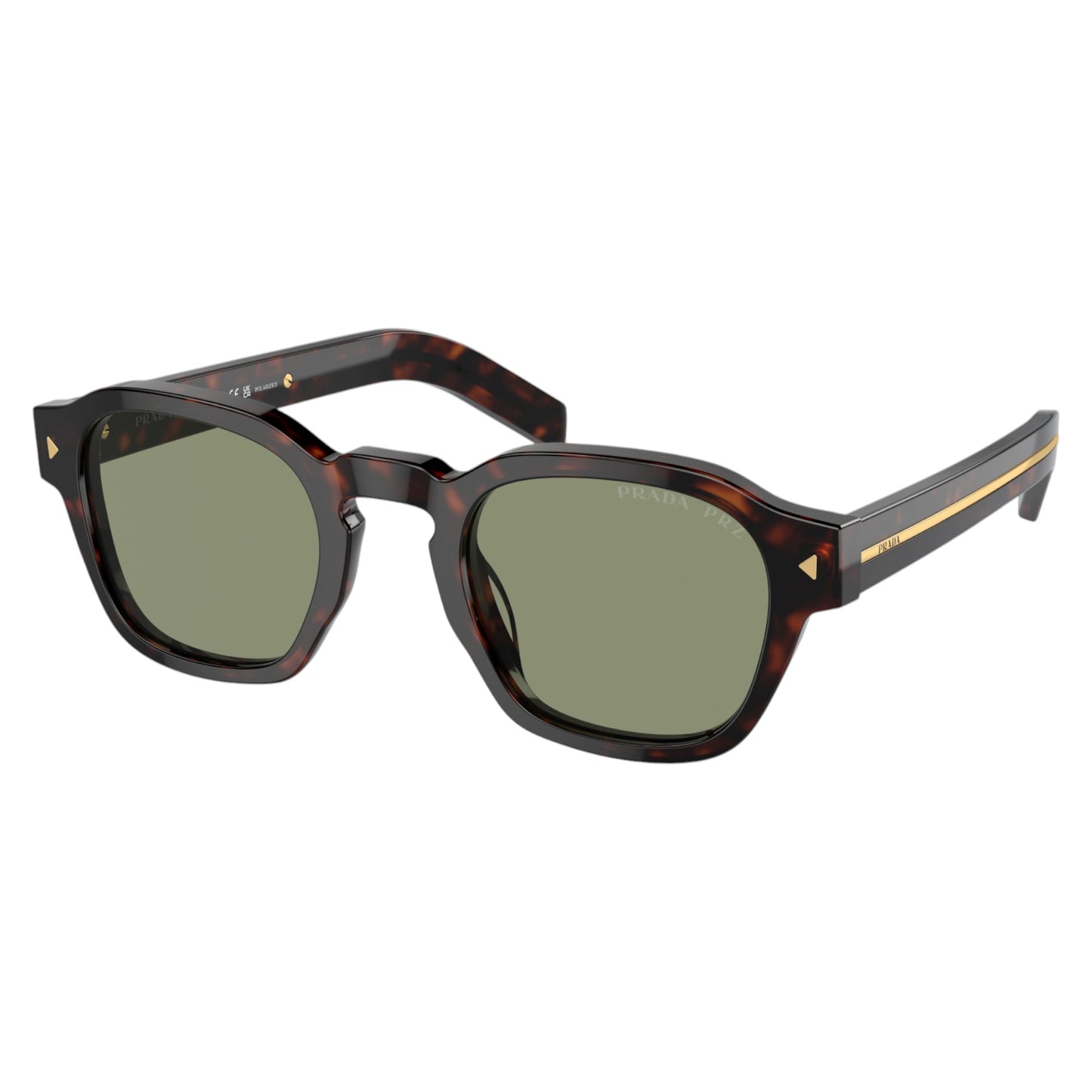 Mens Prada PRA16S Polarized Sunglasses Radica Tortoise/Green