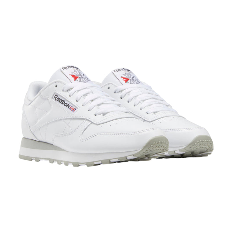 Mens Reebok Classic Leather White/ Grey Casual Shoes