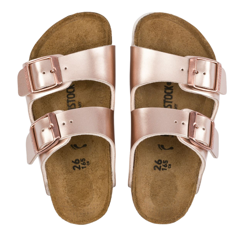 Kids Birkenstock Arizona Birko-Flor Metallic Copper Unisex Slip On Sandals