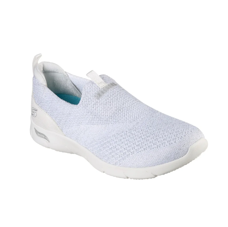 Womens Skechers Arch Fit Refine - Showcase White/Silver Athletic Shoes