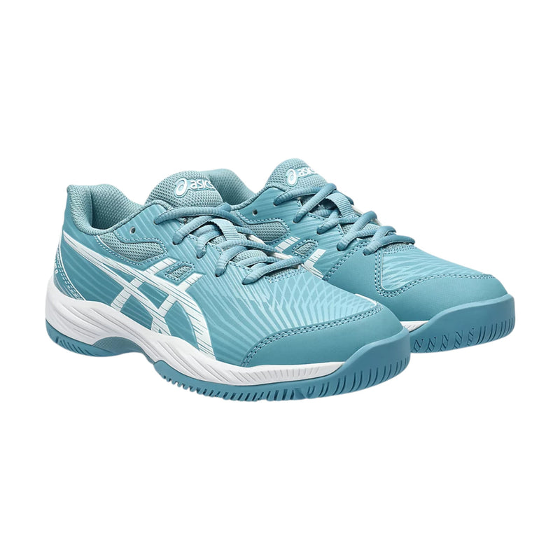 Kids Asics Gel-Game 9 Grade School Gris Blue/ White Athletic Sports Shoes