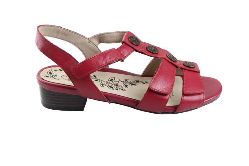 Womens Homyped Celia Deep Red Sandals Slip On Low Heel Shoes