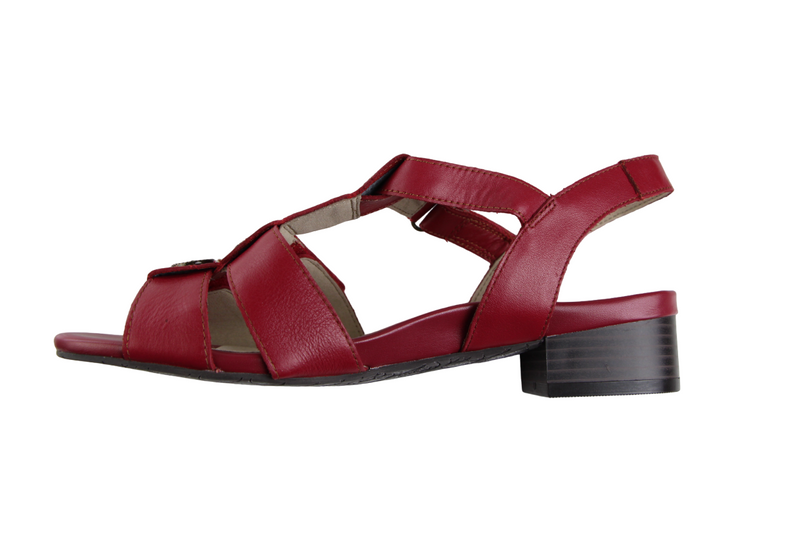 Womens Homyped Celia Deep Red Sandals Slip On Low Heel Shoes