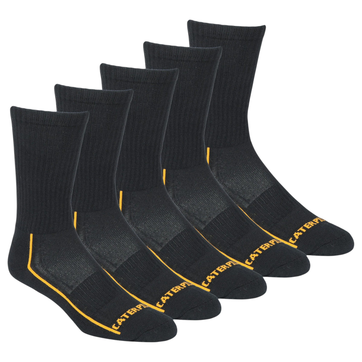 10 Pack Mens Caterpillar 1/2 Cushion Cotton Work Crew Socks Black