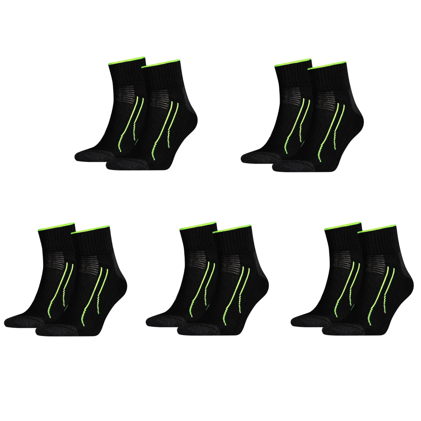 10 Pack Mens Puma Performance Training Quarter Crew Socks Black/White