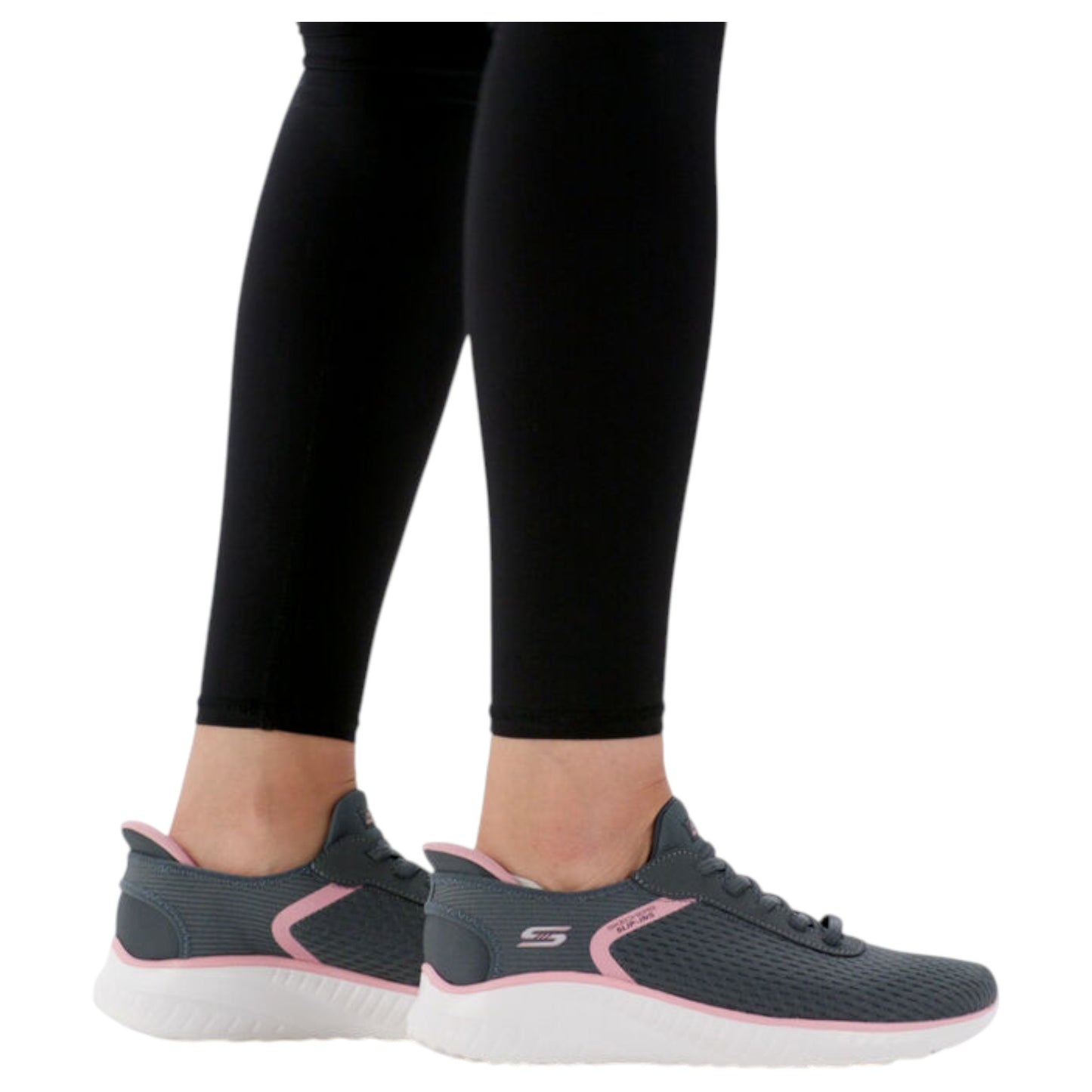 Womens Skechers BOBS Sport Squad Chaos - Stroke of Luck Shoes Light Grey