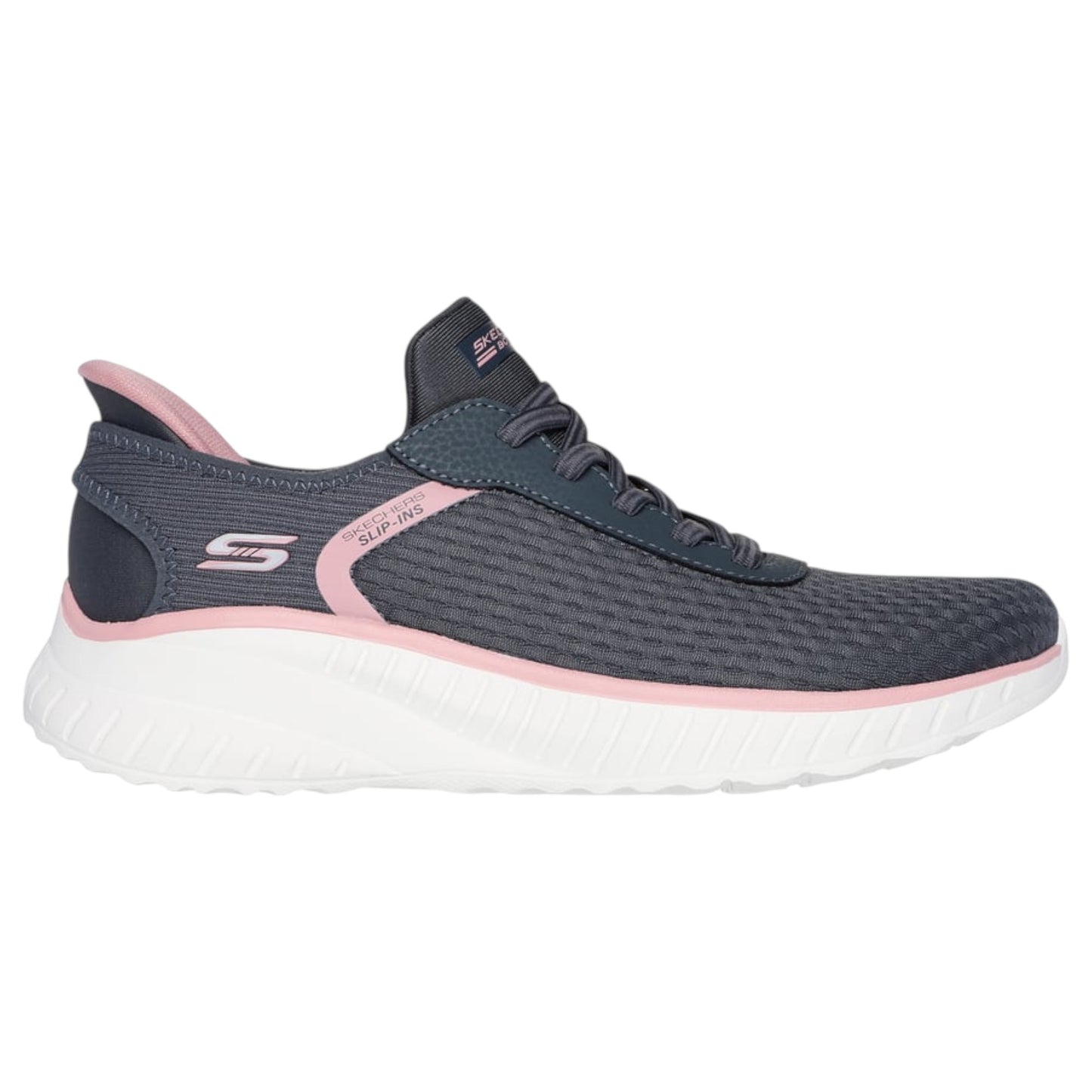 Womens Skechers BOBS Sport Squad Chaos - Stroke of Luck Shoes Light Grey