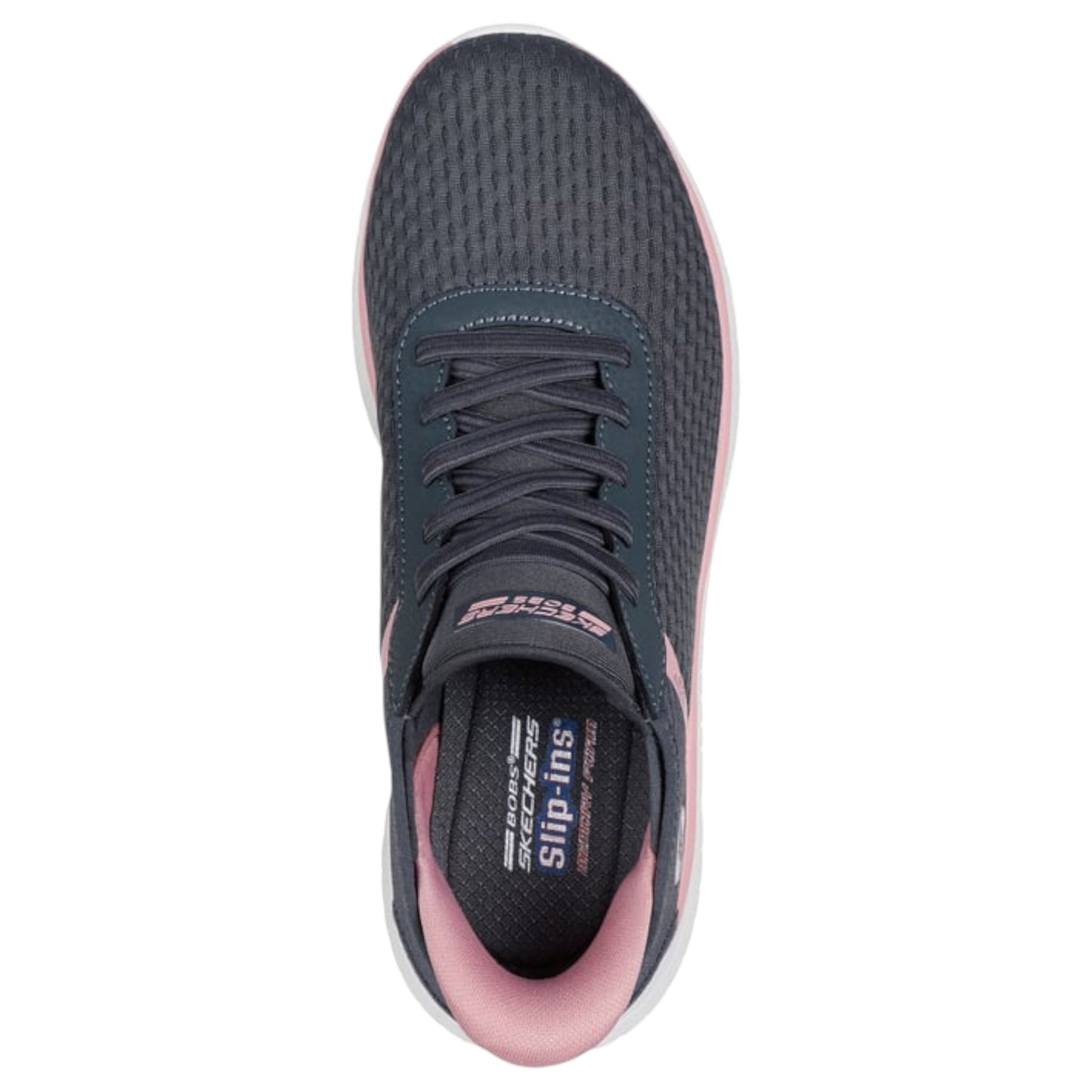 Womens Skechers BOBS Sport Squad Chaos - Stroke of Luck Shoes Light Grey