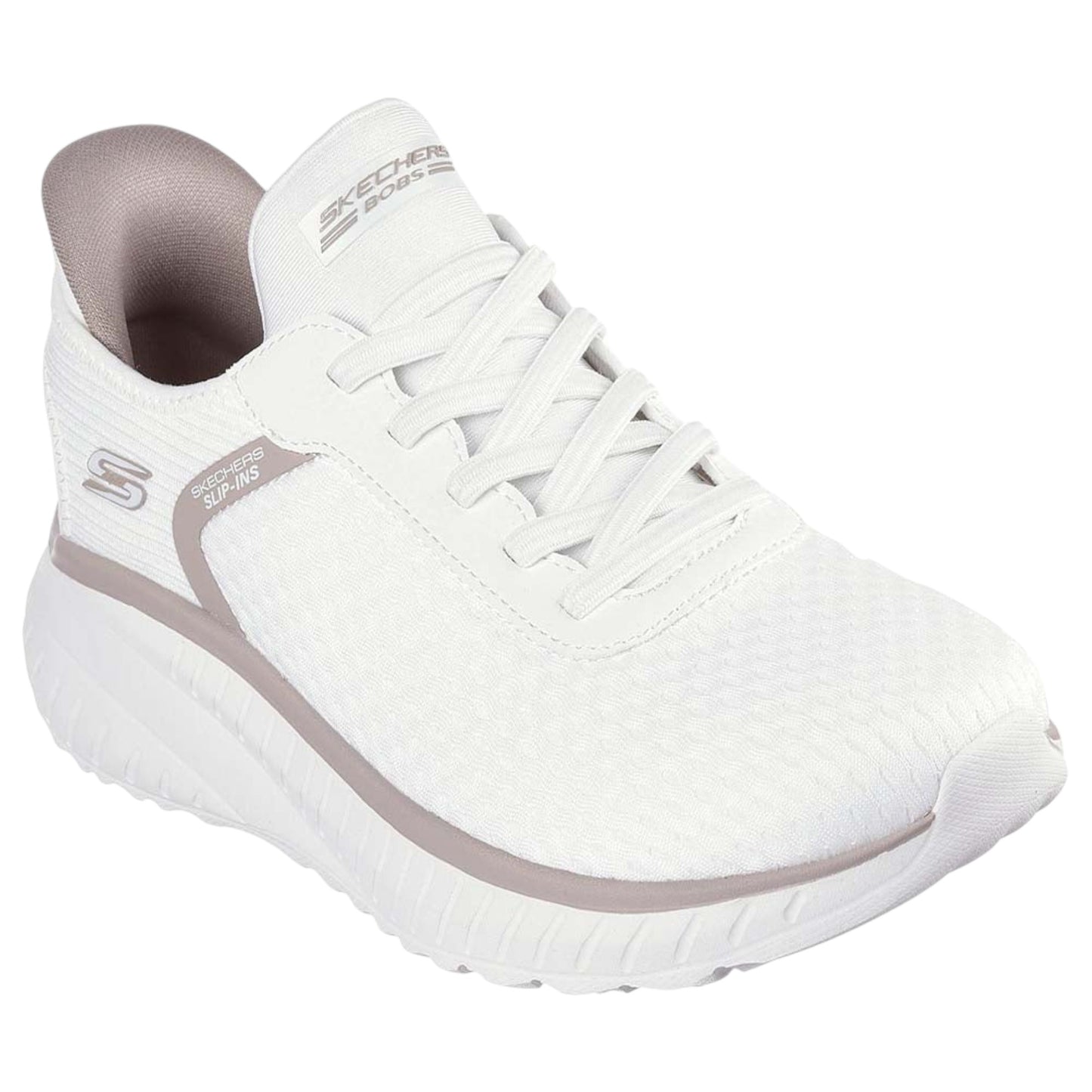 Womens Skechers Bobs Sport Squad Chaos - Stroke Of Luck Off White Shoes
