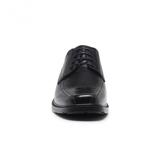Mens Hush Puppies Rochester Extra Wide Leather Work Black Lace Up Shoes