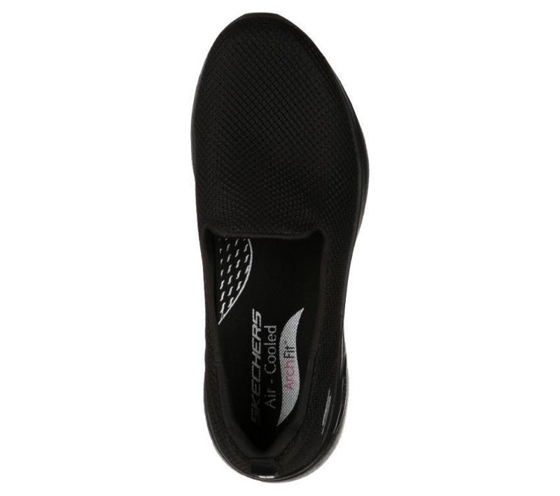 Womens Skechers Go Walk Arch Fit - Grateful Black/Black Slip On Shoes