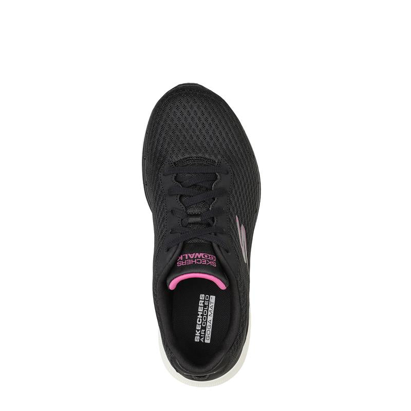 Womens Skechers Go Walk 6 - Iconic Vision Black/Hot Pink Walking Shoes