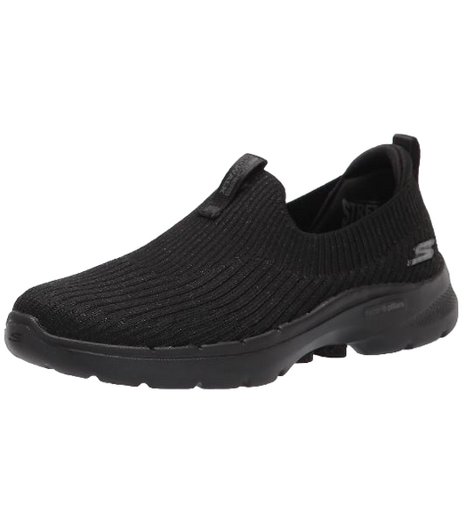 Womens Skechers Go Walk 6 - Ocean Crystal Shoes Black/Black