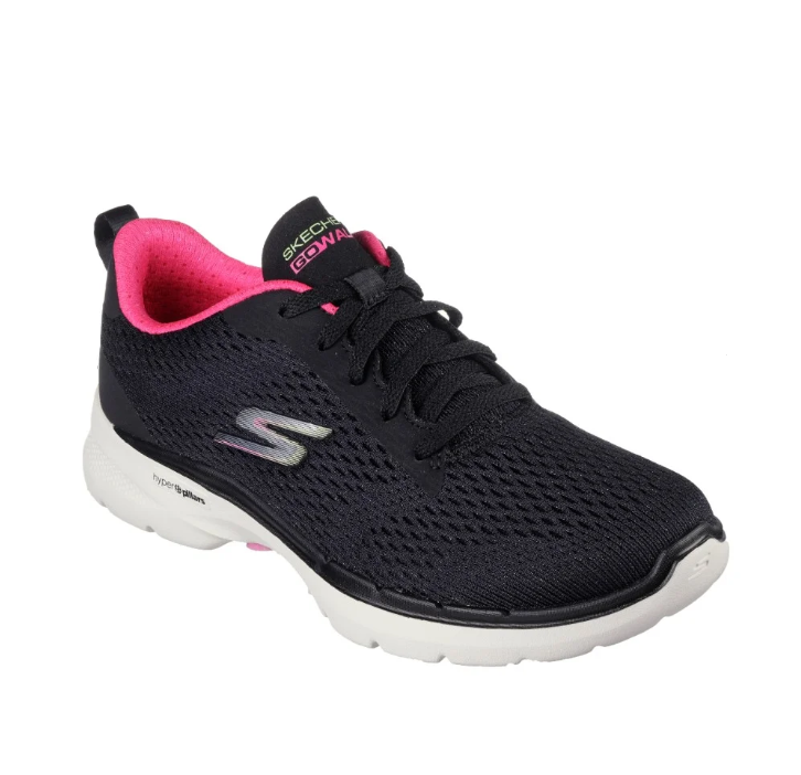 Womens Skechers Gowalk 6 - High Energy Black/Hot Pink Athletic Shoes