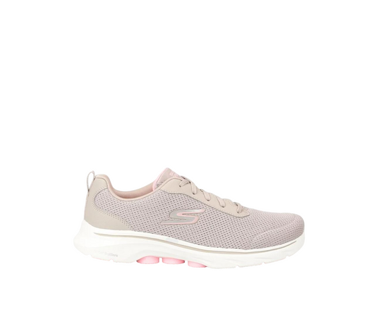 Womens Skechers Go Walk 7 - Clear Path Shoes Taupe/Pink