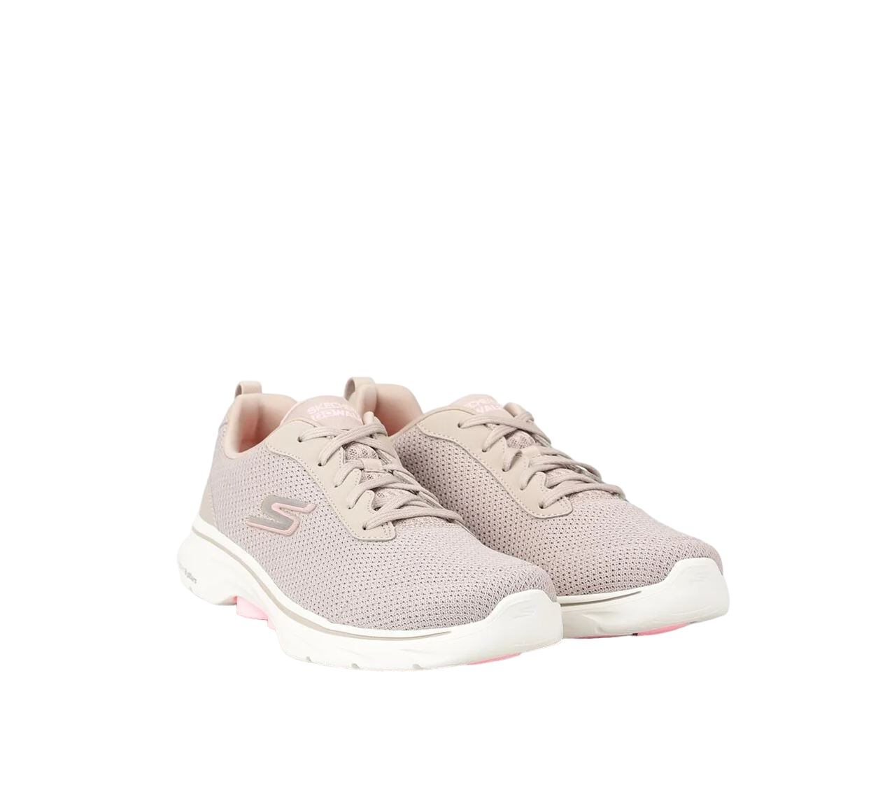 Womens Skechers Go Walk 7 - Clear Path Shoes Taupe/Pink