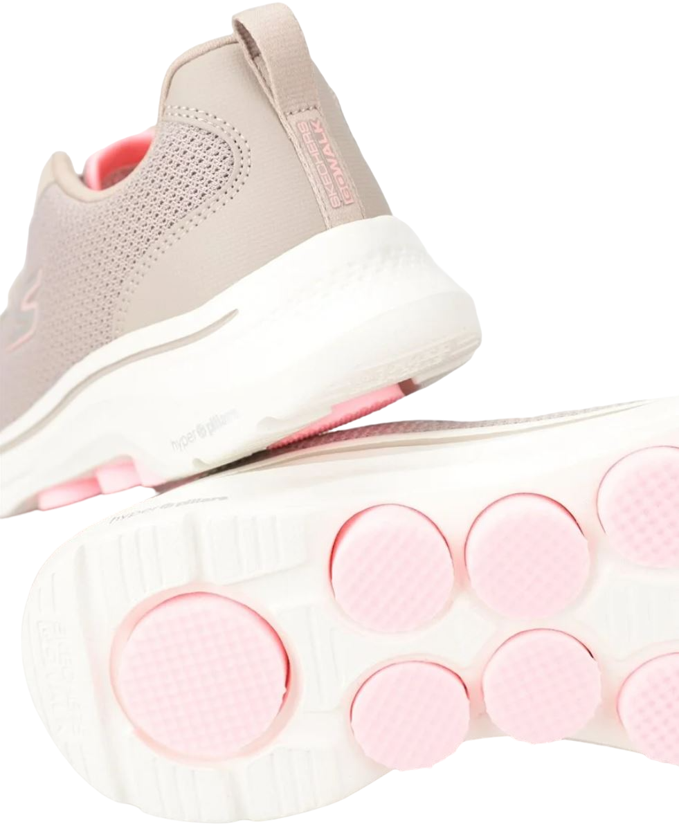 Womens Skechers Go Walk 7 - Clear Path Shoes Taupe/Pink