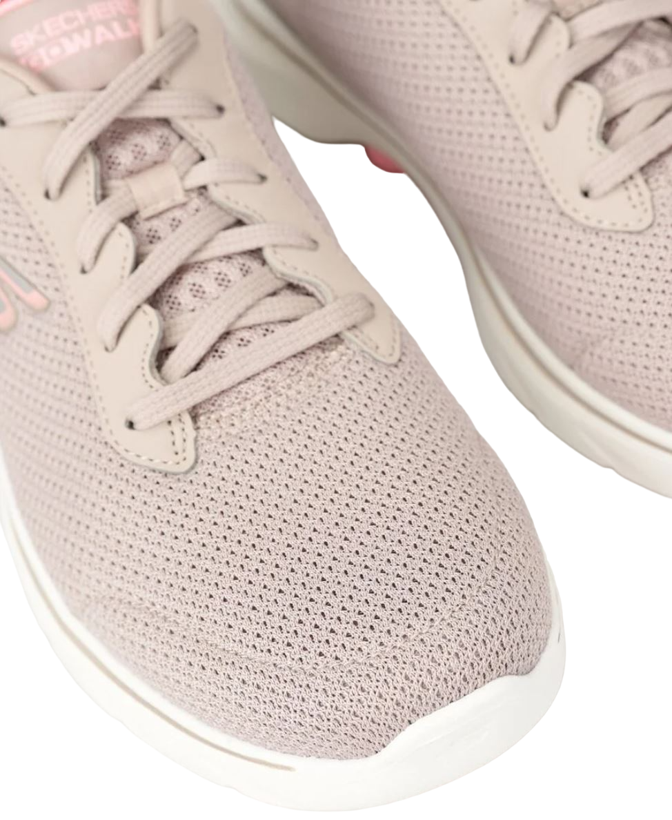 Womens Skechers Go Walk 7 - Clear Path Shoes Taupe/Pink