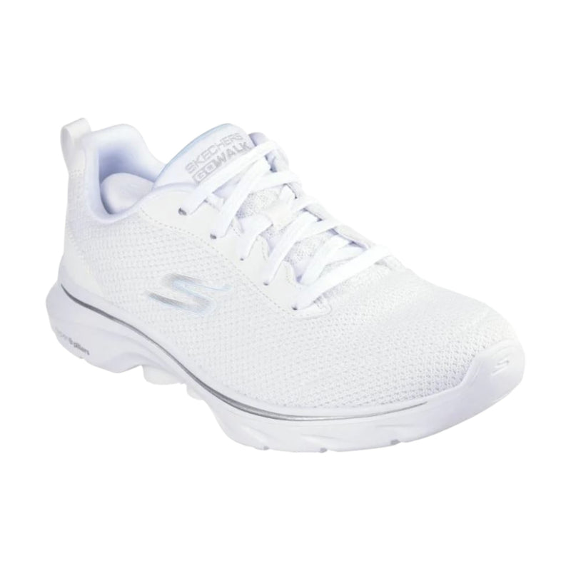 Womens Skechers Go Walk 7 - Clear Path White Lace Up Sneaker Shoes