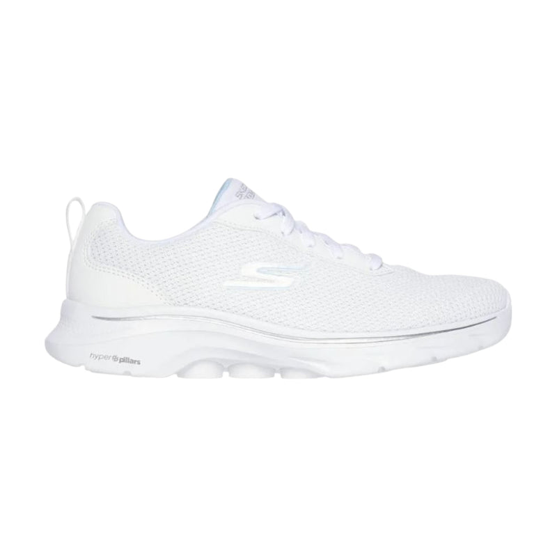 Womens Skechers Go Walk 7 - Clear Path White Lace Up Sneaker Shoes