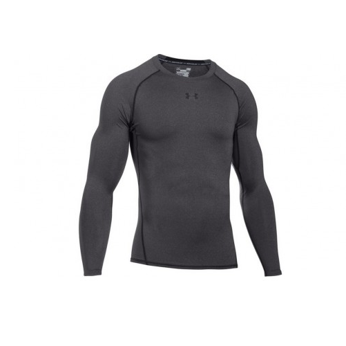 Mens Under Armour Training Shirt Heatgear Long Sleeve Carbon Heather