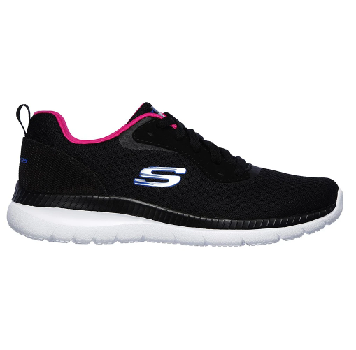 Womens Skechers Bountiful Black/Pink/White Running Sport Shoes