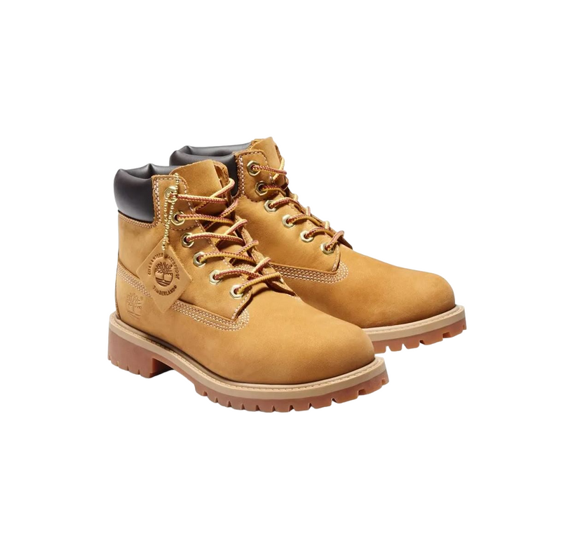 Kids Timberland Youth 6-Inch Premium Wheat Nubuck Waterproof Boots