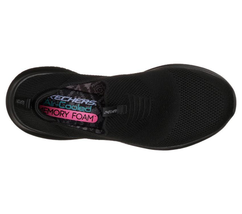 Womens Skechers Ultra Flex - First Take Wide Shoes Black/Black