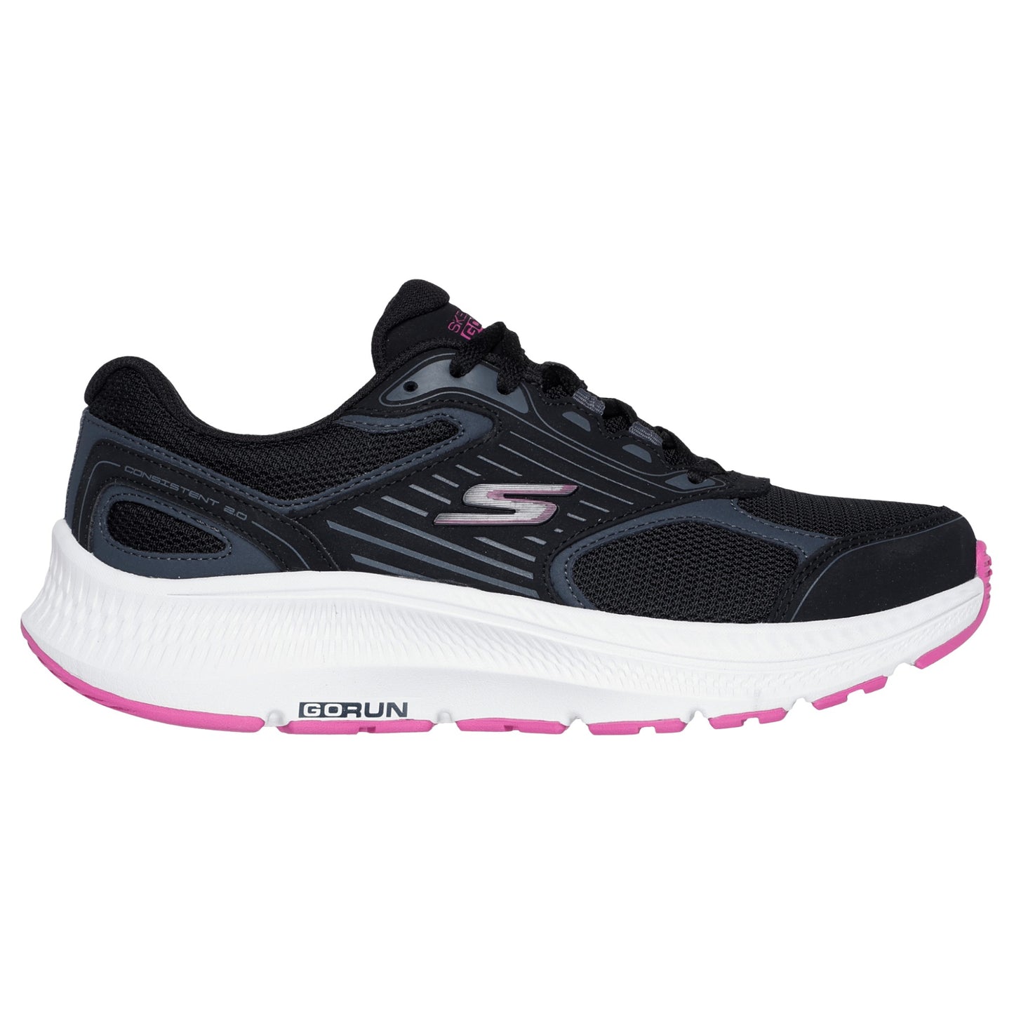 Womens Skechers GO Run Consistent 2.0 - Advantage Shoes Black/Fuchsia