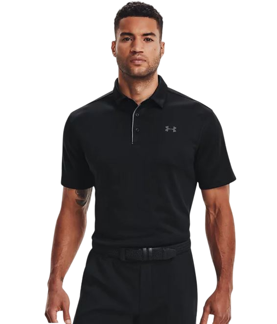 Mens Under Armour Black/ Graphite Tech Polo Athletic Shirt