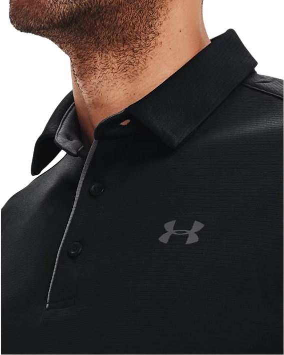 Mens Under Armour Black/ Graphite Tech Polo Athletic Shirt