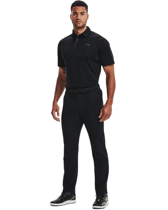 Mens Under Armour Black/ Graphite Tech Polo Athletic Shirt