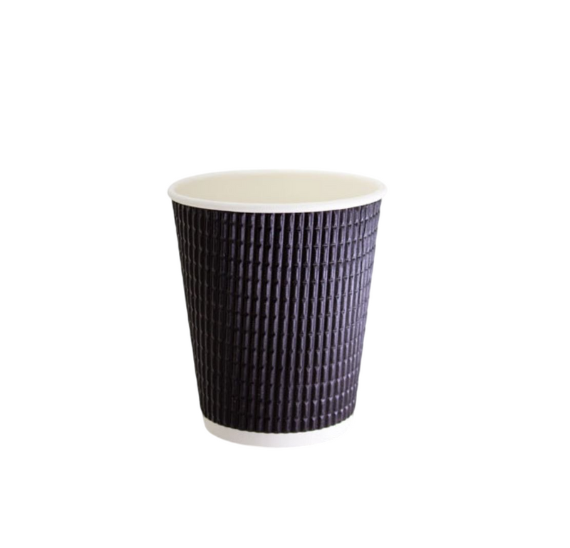 200 X 12Oz Charcoal Triple Wall Corrugated Hot Coffee Cups 335Ml