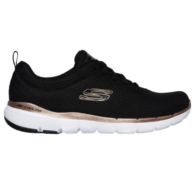 Womens Skechers Flex Appeal 3.0 - First Insight Black / Rose Gold Sneaker Shoes