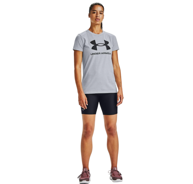 2 x Womens Under Armour Sport Style Logo Short Sleeve Grey Shirt