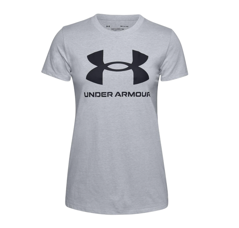 2 x Womens Under Armour Sport Style Logo Short Sleeve Grey Shirt