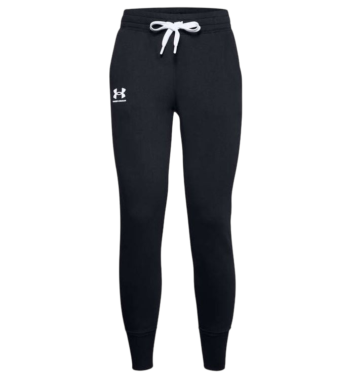 Womens Under Armour Rival Fleece Joggers Trackies Black/ White