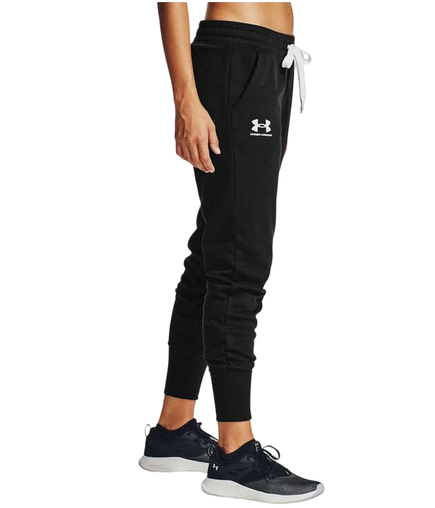 Womens Under Armour Rival Fleece Joggers Trackies Black/ White