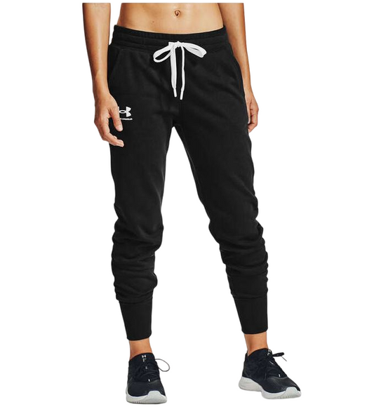 Womens Under Armour Rival Fleece Joggers Trackies Black/ White
