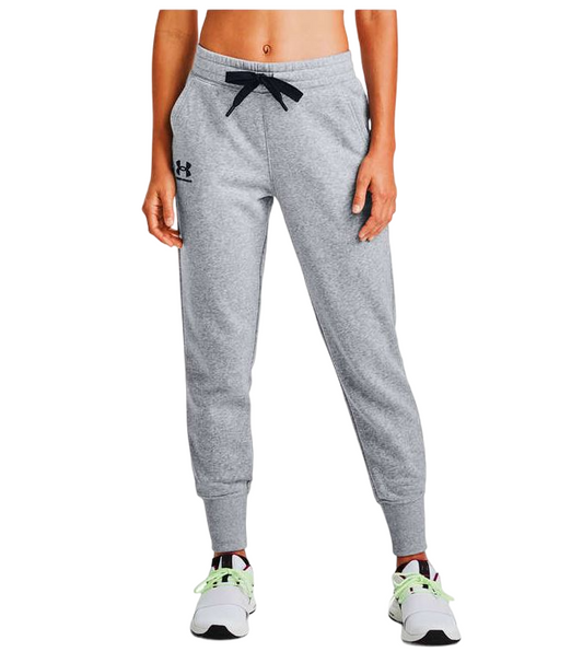 Womens Under Armour Rival Fleece Joggers Trackies Steel Grey/ Black