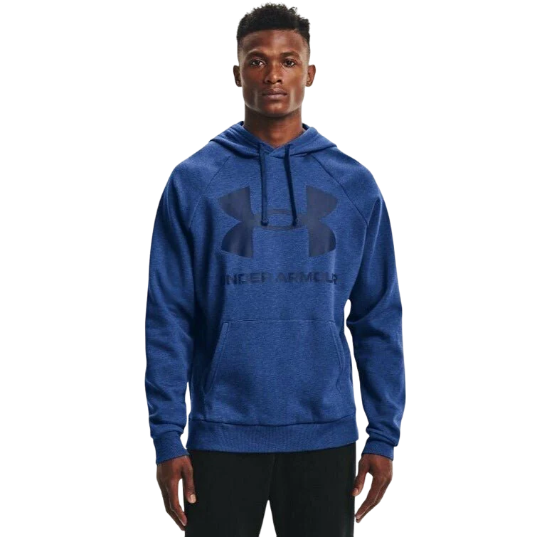 Mens Under Armour Ua Rival Fleece Big Logo Hoodie Sweatshirt Blue / Heather - M