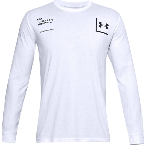 Mens Under Armour Graphic 1996 Long Sleeve Cotton/Polyester T-Shirt White