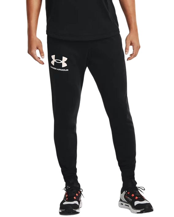 Mens Under Armour Black/ Onyx White Rival Terry Joggers Athletic Trackies