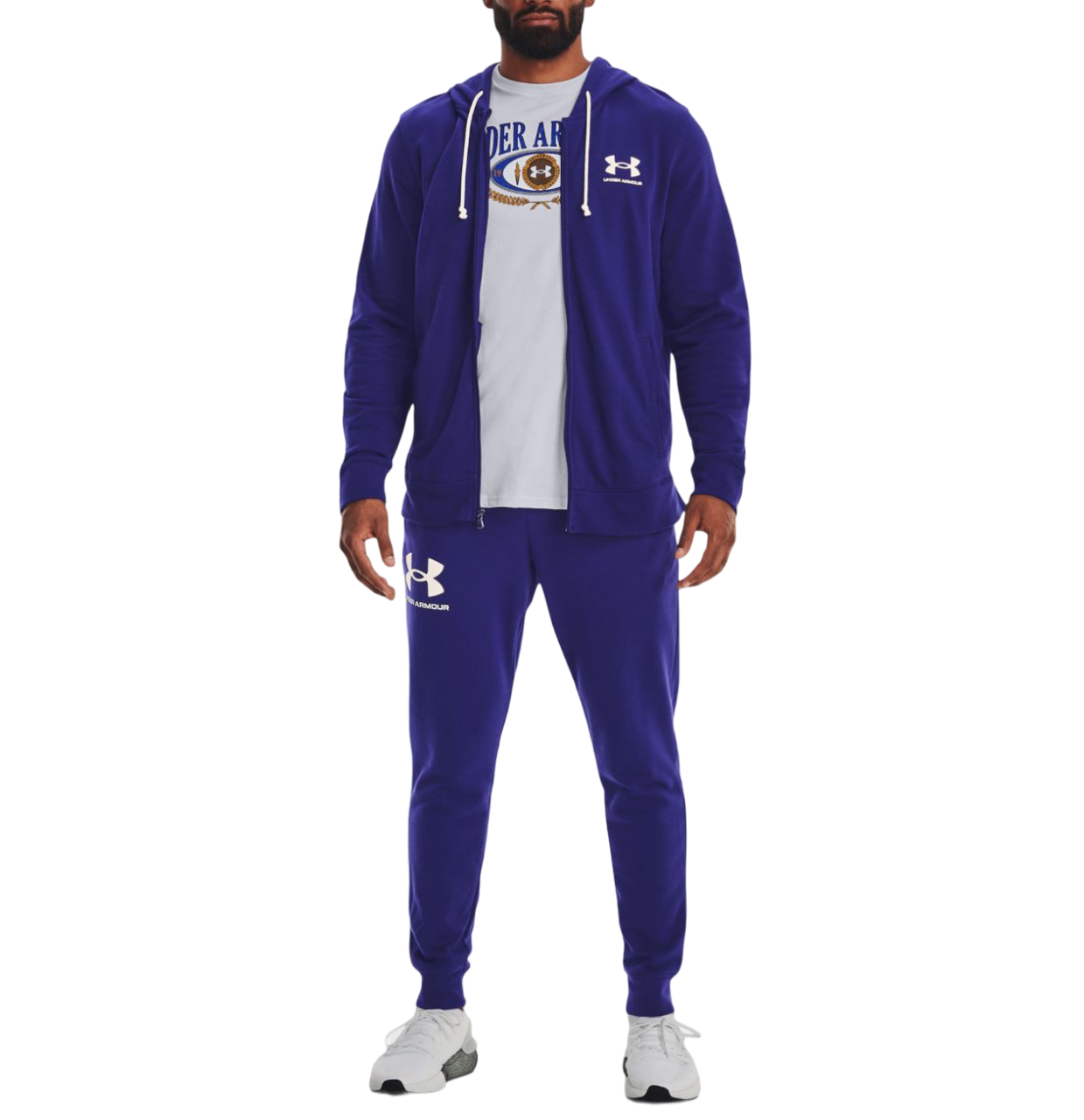 Mens Under Armour Rival Terry Joggers Sonar Blue Athletic Trackies