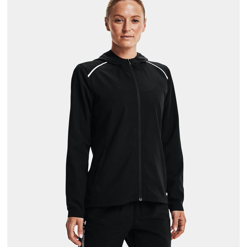 Womens Under Armour Ua Outrun The Rain Jacket Zip Up Black/White/Reflective