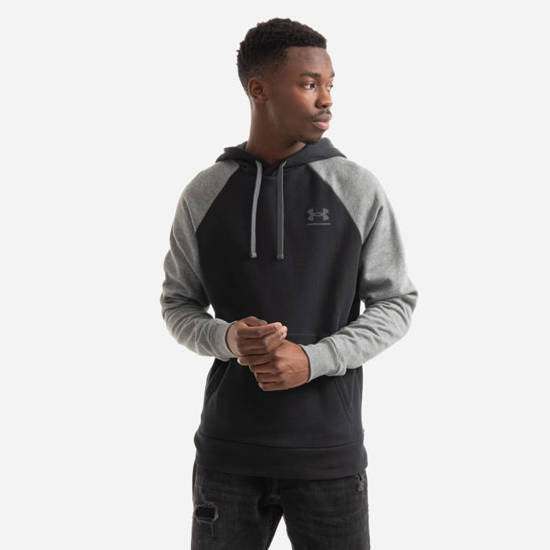 Mens Under Armour Ua Rival Fleece Colorblock Hoodie Active Sweatshirt Black