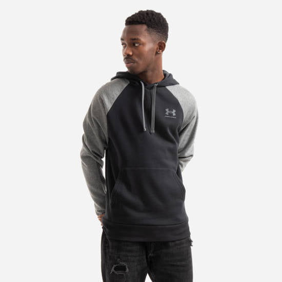 Mens Under Armour Ua Rival Fleece Colorblock Hoodie Active Sweatshirt Black