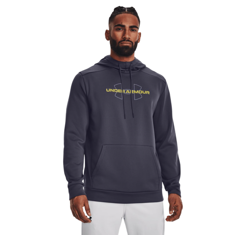 Mens Under Armour Fleece Lockup Tempred Steel/ Odyssey Yellow Hoodie