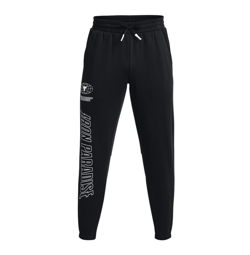 Mens Under Armour Project Rock Rival Fleece Joggers Black Athletic Trackies