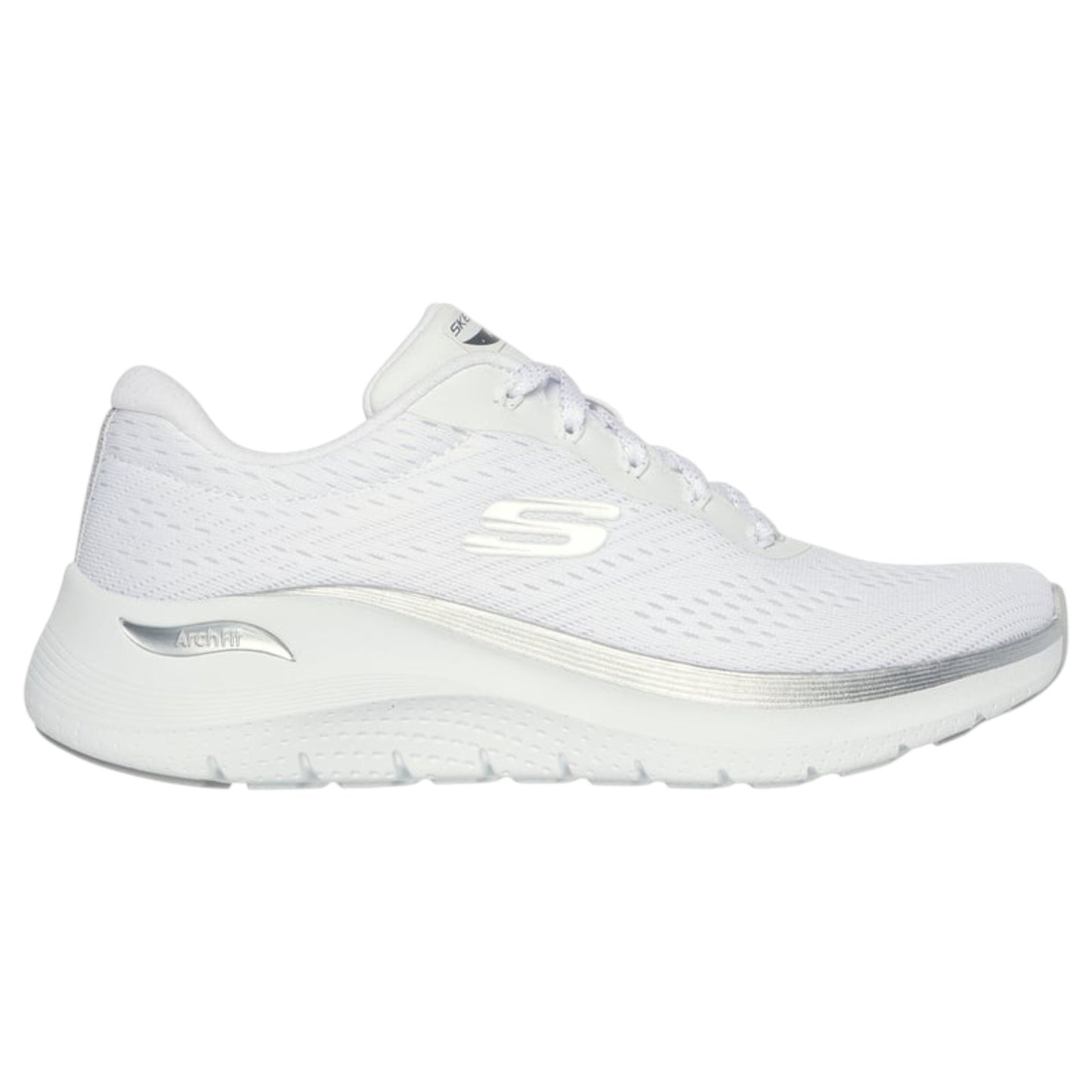 Womens Skechers Arch Fit 2.0 - Glow The Distance Shoes White/Silver